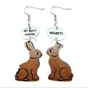 Chocolate Bunnies Earrings My Butt Hurts Bitten Booty Bite